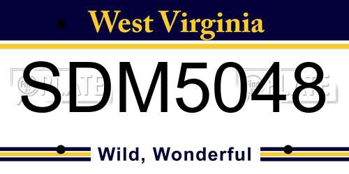 SDM5048 West Virginia License Plate