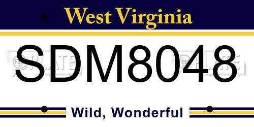 SDM8048 West Virginia License Plate