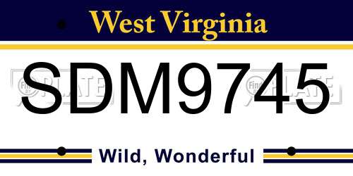 SDM9745 West Virginia License Plate