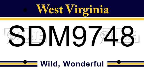 SDM9748 West Virginia License Plate