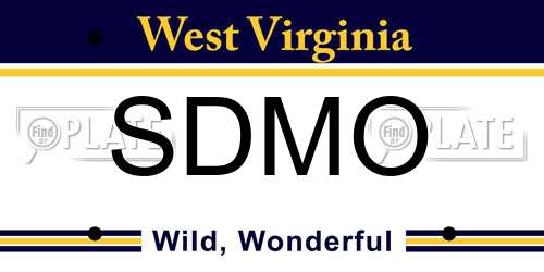 SDMO West Virginia License Plate