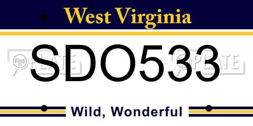 SDO533 West Virginia License Plate
