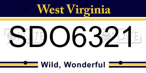 SDO6321 West Virginia License Plate