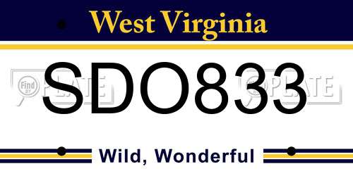 SDO833 West Virginia License Plate