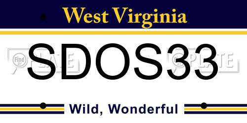 SDOS33 West Virginia License Plate