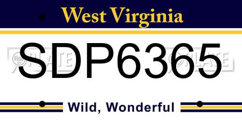 SDP6365 West Virginia License Plate
