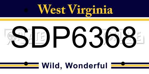 SDP6368 West Virginia License Plate