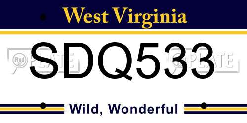 SDQ533 West Virginia License Plate