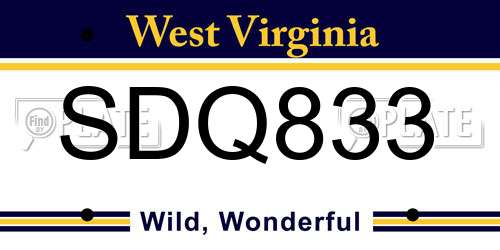 SDQ833 West Virginia License Plate