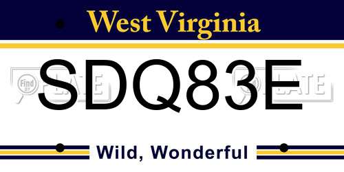 SDQ83E West Virginia License Plate