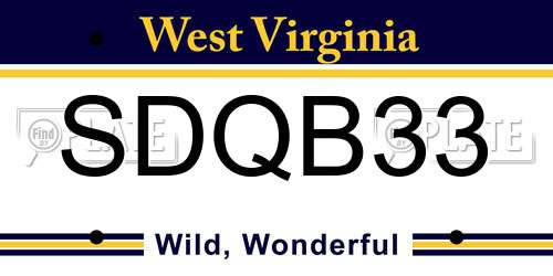 SDQB33 West Virginia License Plate