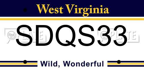 SDQS33 West Virginia License Plate