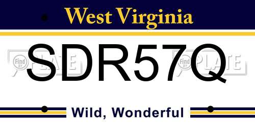 SDR57Q West Virginia License Plate