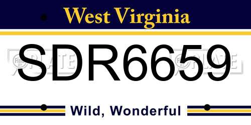 SDR6659 West Virginia License Plate