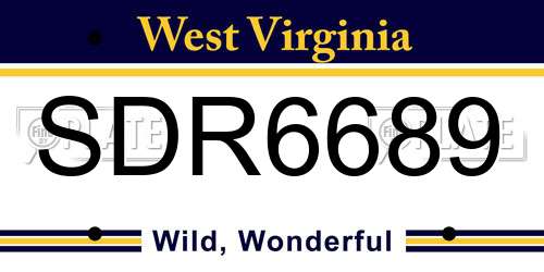 SDR6689 West Virginia License Plate