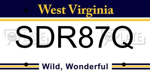 SDR87Q West Virginia License Plate