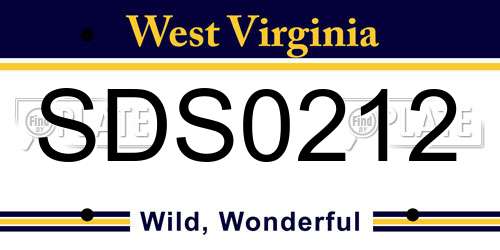 SDS0212 West Virginia License Plate
