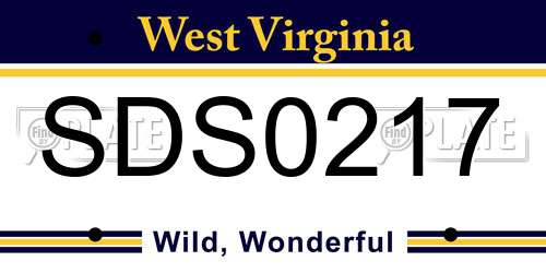 SDS0217 West Virginia License Plate