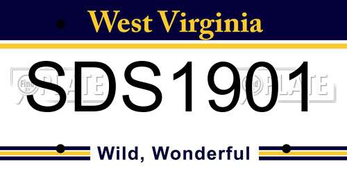 SDS1901 West Virginia License Plate