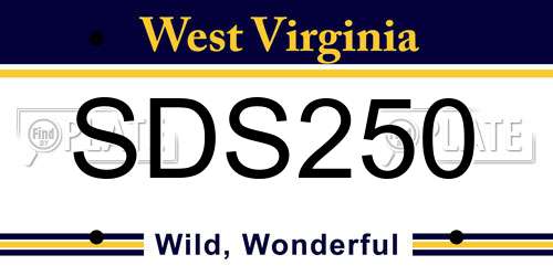 SDS250 West Virginia License Plate
