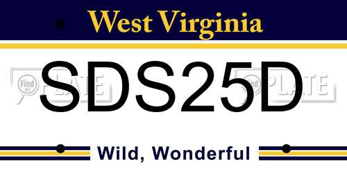 SDS25D West Virginia License Plate