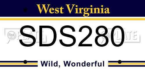 SDS280 West Virginia License Plate