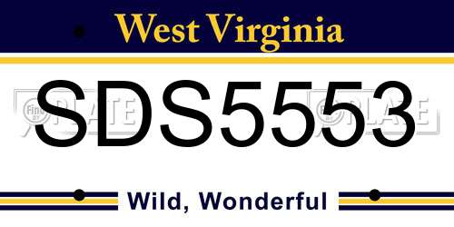 SDS5553 West Virginia License Plate