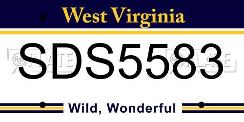 SDS5583 West Virginia License Plate