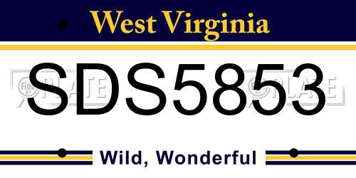 SDS5853 West Virginia License Plate