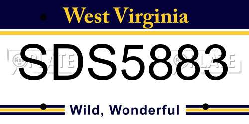 SDS5883 West Virginia License Plate