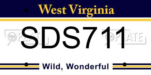 SDS711 West Virginia License Plate