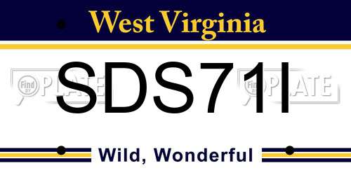 SDS71I West Virginia License Plate