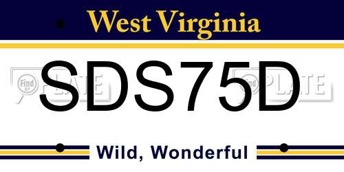 SDS75D West Virginia License Plate
