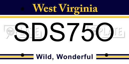 SDS75O West Virginia License Plate