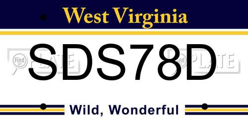 SDS78D West Virginia License Plate