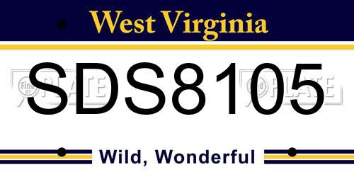 SDS8105 West Virginia License Plate