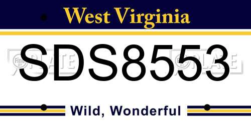 SDS8553 West Virginia License Plate