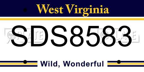 SDS8583 West Virginia License Plate