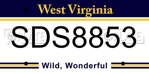 SDS8853 West Virginia License Plate