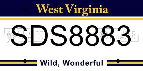 SDS8883 West Virginia License Plate