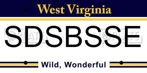 SDSBSSE West Virginia License Plate