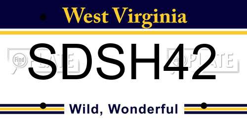 SDSH42 West Virginia License Plate