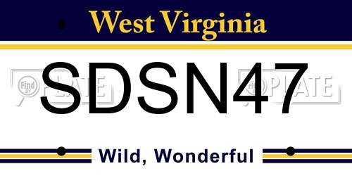 SDSN47 West Virginia License Plate