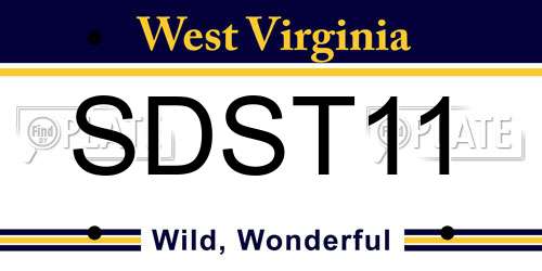 SDST11 West Virginia License Plate