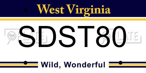 SDST80 West Virginia License Plate