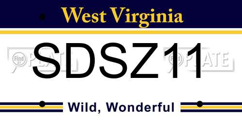 SDSZ11 West Virginia License Plate