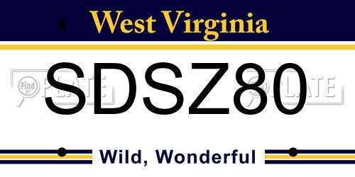 SDSZ80 West Virginia License Plate