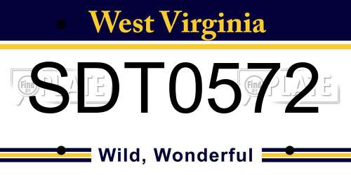 SDT0572 West Virginia License Plate