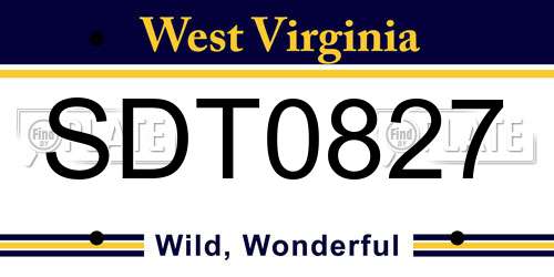 SDT0827 West Virginia License Plate