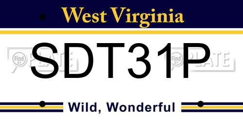 SDT31P West Virginia License Plate